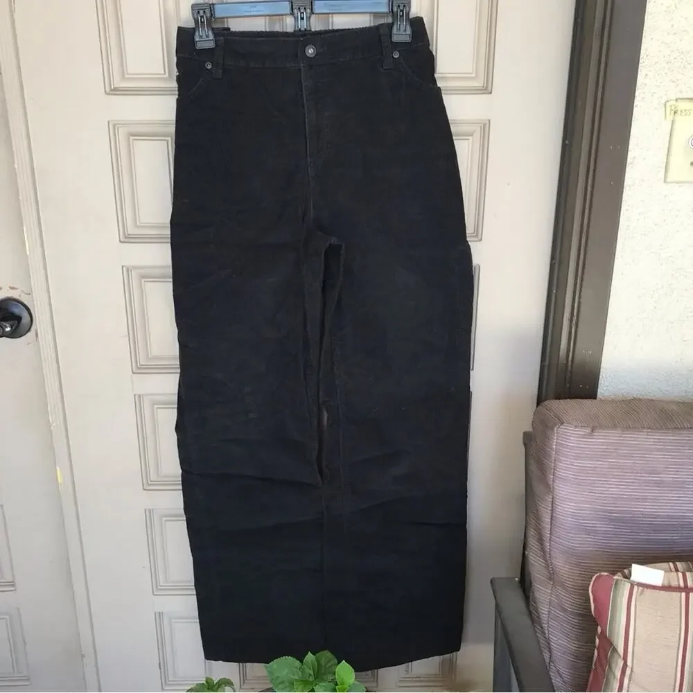 Plus Sz16W St Johns Bay Corduroy Straight Leg Jeans Black 5 Pocket Style NWOT